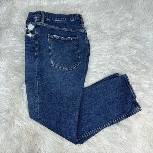 Agolde Women’s Blue‎ Riley Button-Fly Straight Leg Designer Jeans W32-34/L26